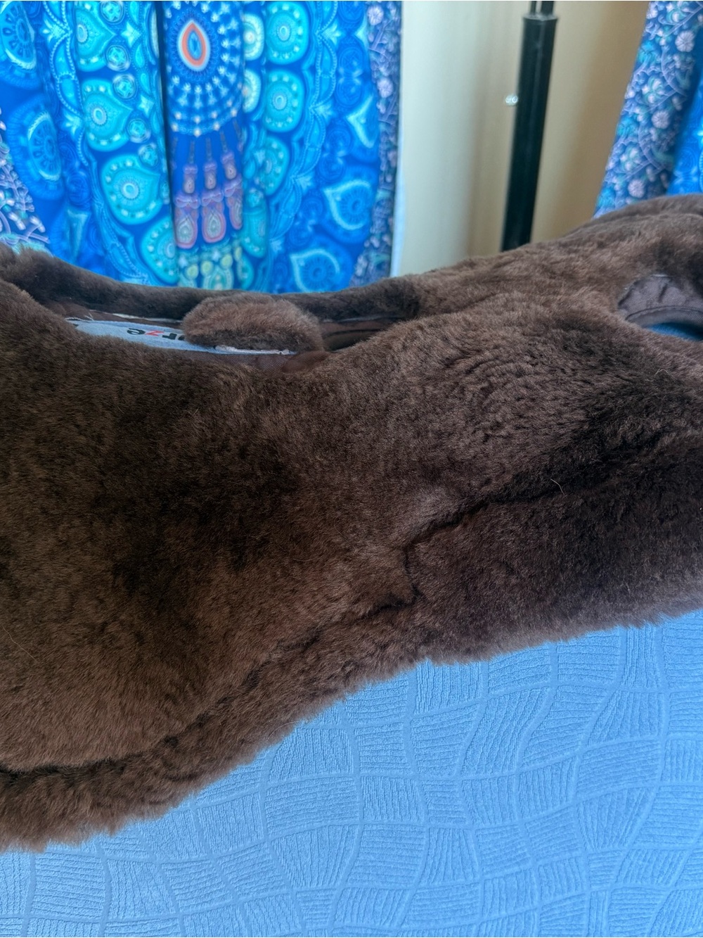 Brown Quilted Horze brand Half  Pad with Faux Sheepskin - Picture 3 of 5